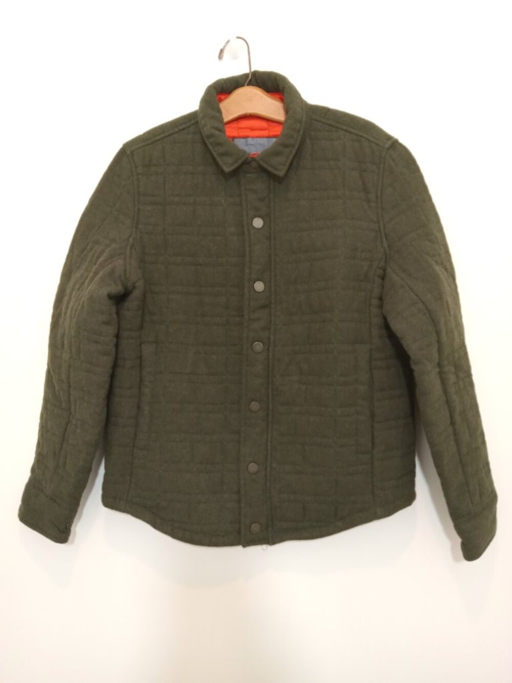 Tommy Hilfiger Boy's Small Quilted Wool Jacket Olive Green Orange
